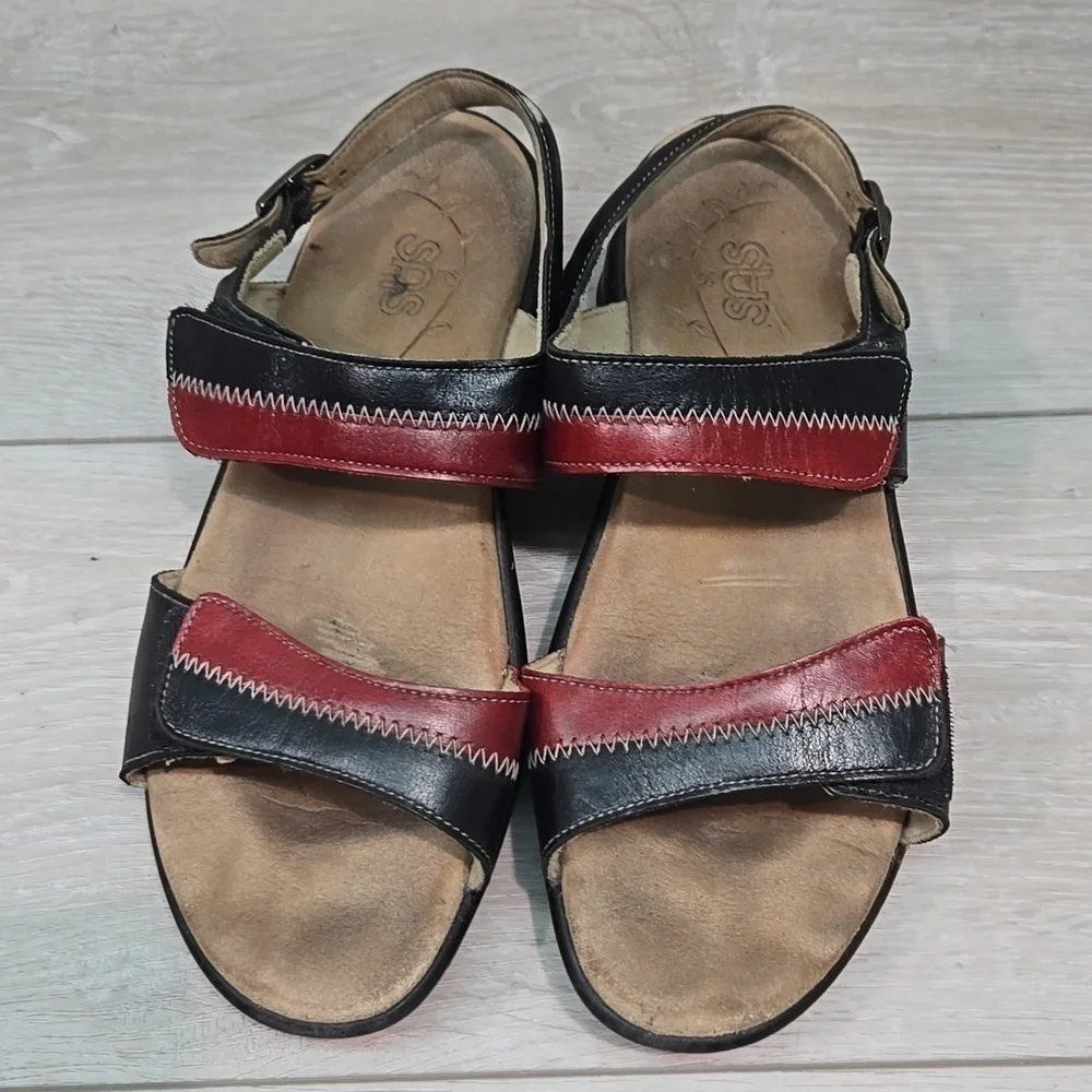 SAS Women Hook&loop Leatger Strappy Sandals Shoes Sz 8.5M